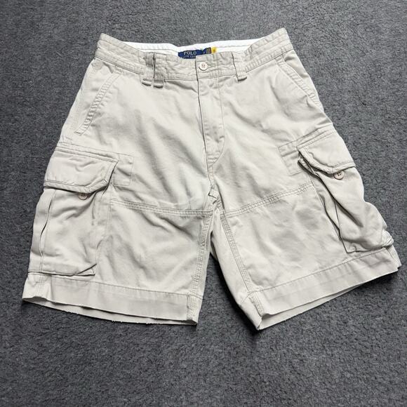 Polo Ralph Lauren Cargo Shorts Men's 33 Khaki Beige Classic Cotton 9" Inseam - Picture 1 of 8